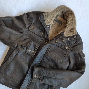 Rogue State Faux Leather Jacket Men Small Faux Fur Lined Bomber Military Aviator